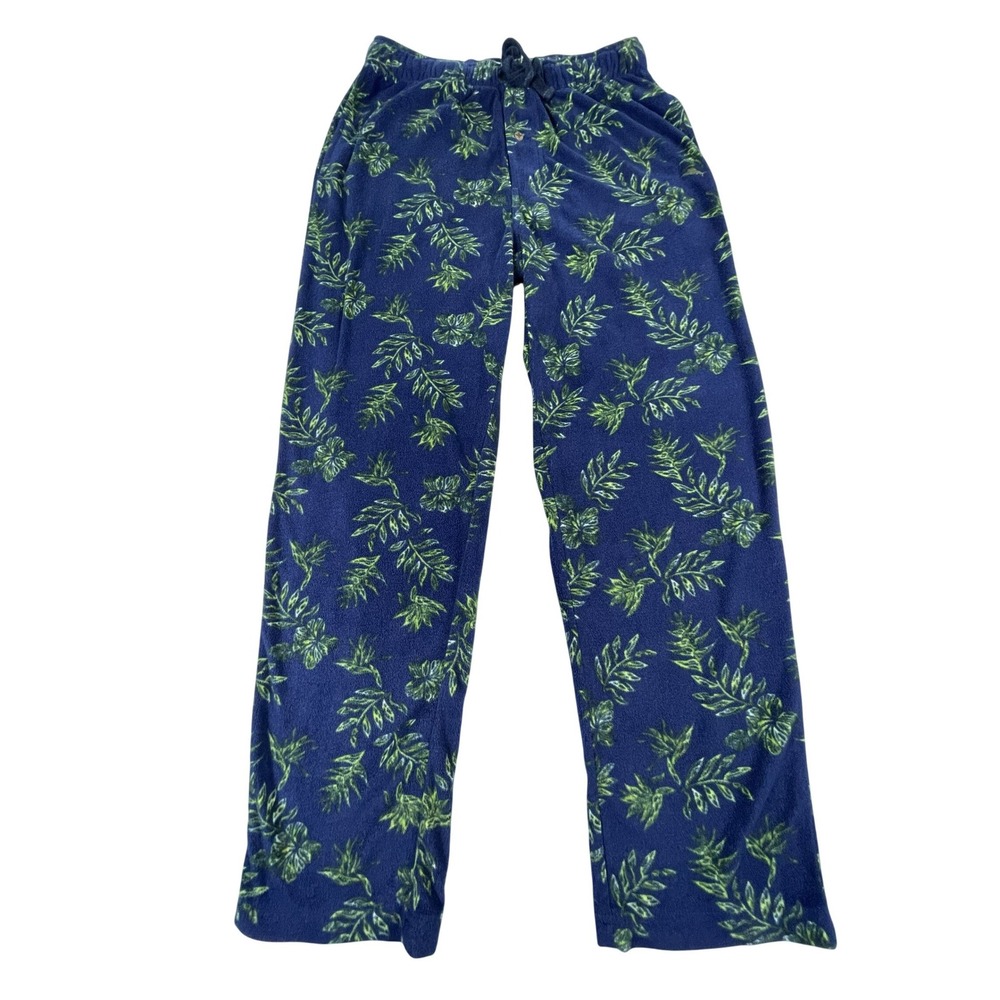 Tommy Bahama Pajama Pants Mens S Blue Green Tropical Leaf Floral Fleece Lounge